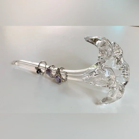 Hand Blown Clear Art Glass Lily Trumpet Flower - Picture 5 of 6